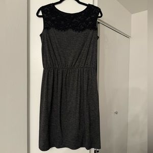 Grey Midi Loft dress with lace details